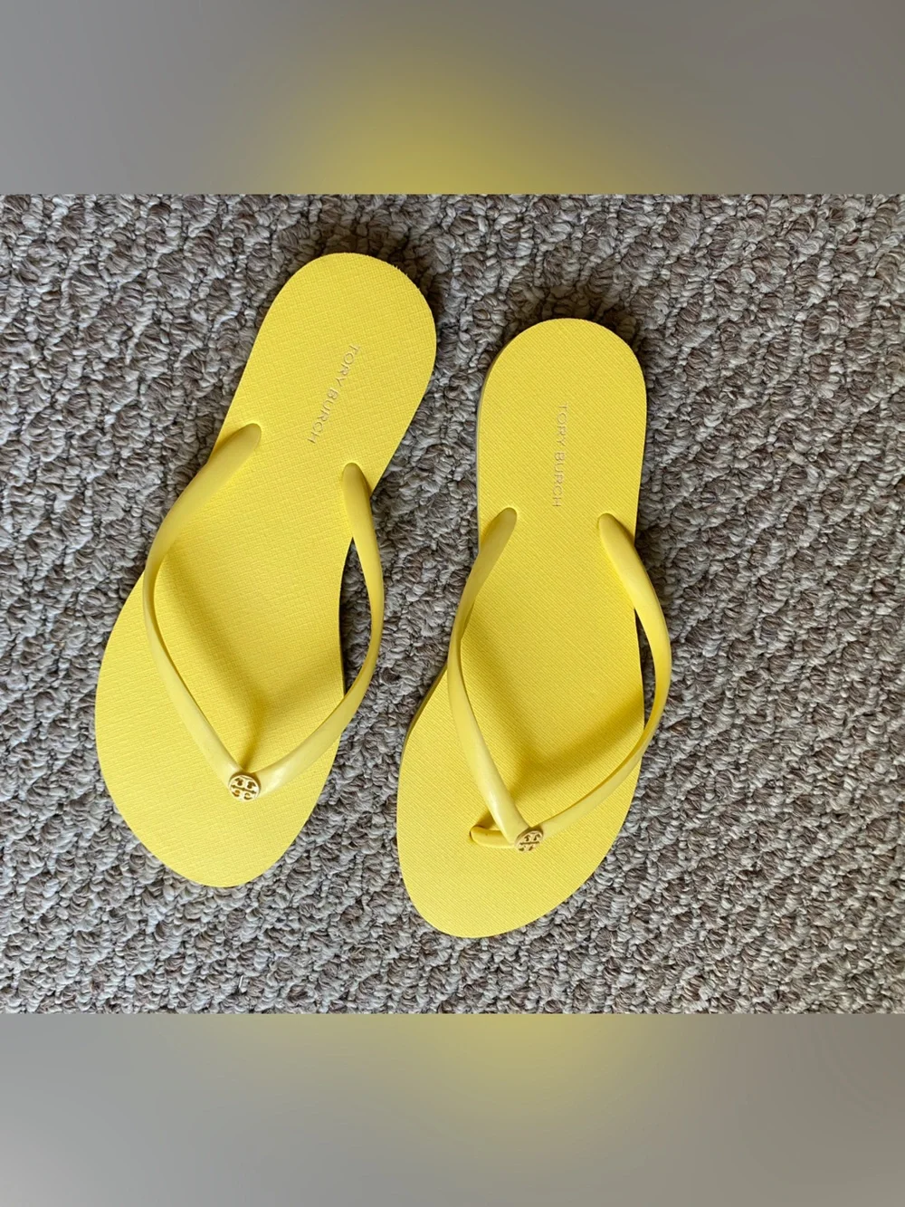 Tory Burch yellow Flip Flop Sandals with Logo Medallion